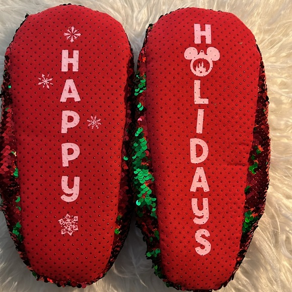 Disney Parks Mickey & Minnie size LG 9/10 Christmas slippers - Picture 4 of 8